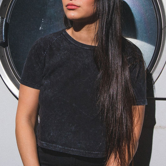 Polera Crop Top 30/1 Acid Wash Manga Corta | Mujer