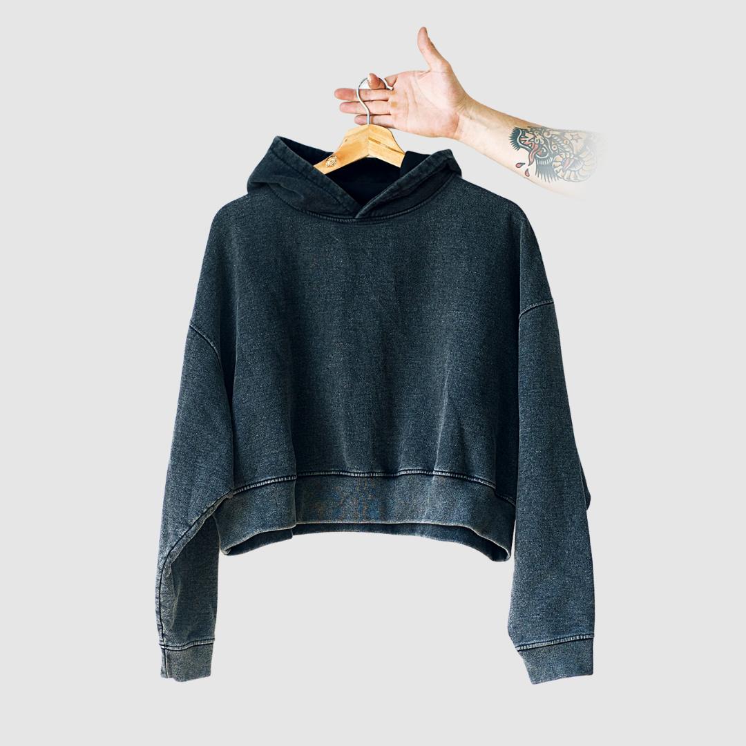 Polerón Crop Top con Capucha | Mujer