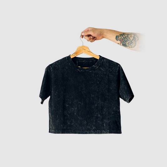 Polera Crop Top 30/1 Acid Wash Manga Corta | Mujer