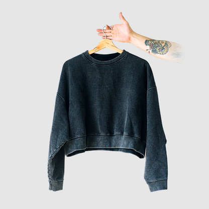 Polerón Crop Top Sin Capucha Cromo | Mujer