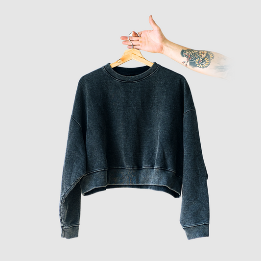Polerón Crop Top Sin Capucha Cromo | Mujer